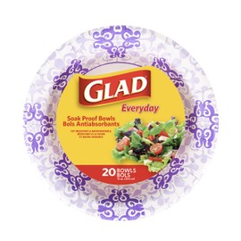 Glad Purple Victorian Design Paper Bowls, 20Count | Disposable Microwave Safe Bowls for Parties & Picnics