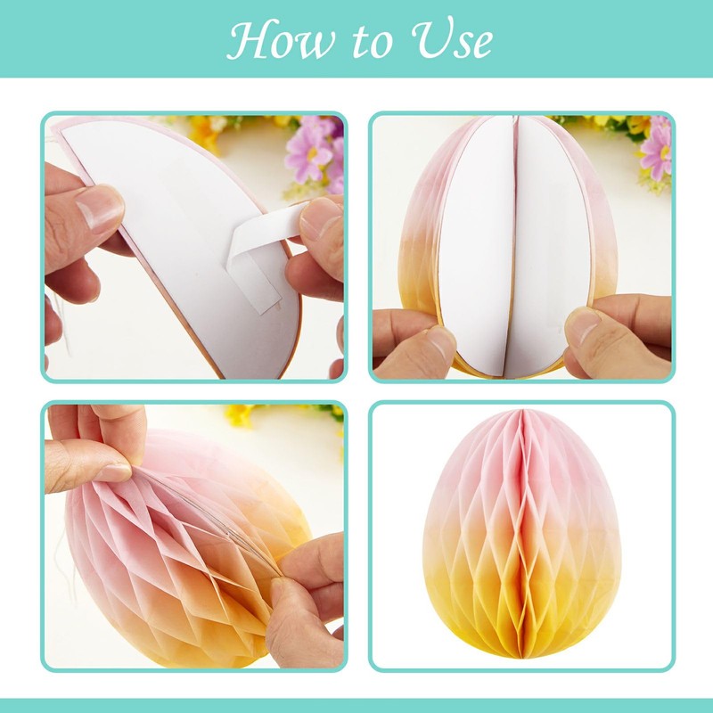 SUNBEAUTY Pack of 12 Easter Eggs Paper Honeycomb Balls 12