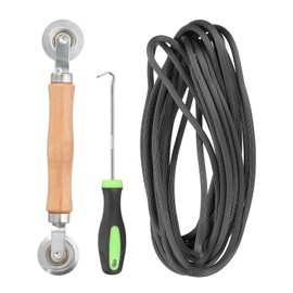 uxcell Screen Repair Kit, 0.18"x 9.8 ft Window Screen Spline with Roller Tool and Spline Removal Hook for Patio Door Window Mesh Install and Replace, Black