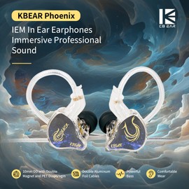 KBEAR Phoenix Gaming earbuds, Earphones with Mic Noise Reduction, Wired Earbuds with 10mm Dual Magnetic DD and PET Diaphragm, 3.5mm Jack In Ear Monitors, Powerful Bass IEMs for Gaming