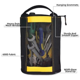 MELOTOUGH Canvas Zipper Tool Pouch Zipper Bag -Fastener Bag with Mesh Window and Hanging Grommets(Yellow)