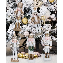 10 piezas de adornos de Navidad del cascanueces, adornos de cascanueces para árbol de Navidad, adornos colgantes de madera de cascanueces para