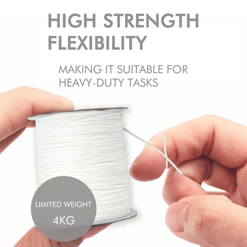 INFISELECT 1mm 150 Yards White Nylon Cord for Blinds, Wind
