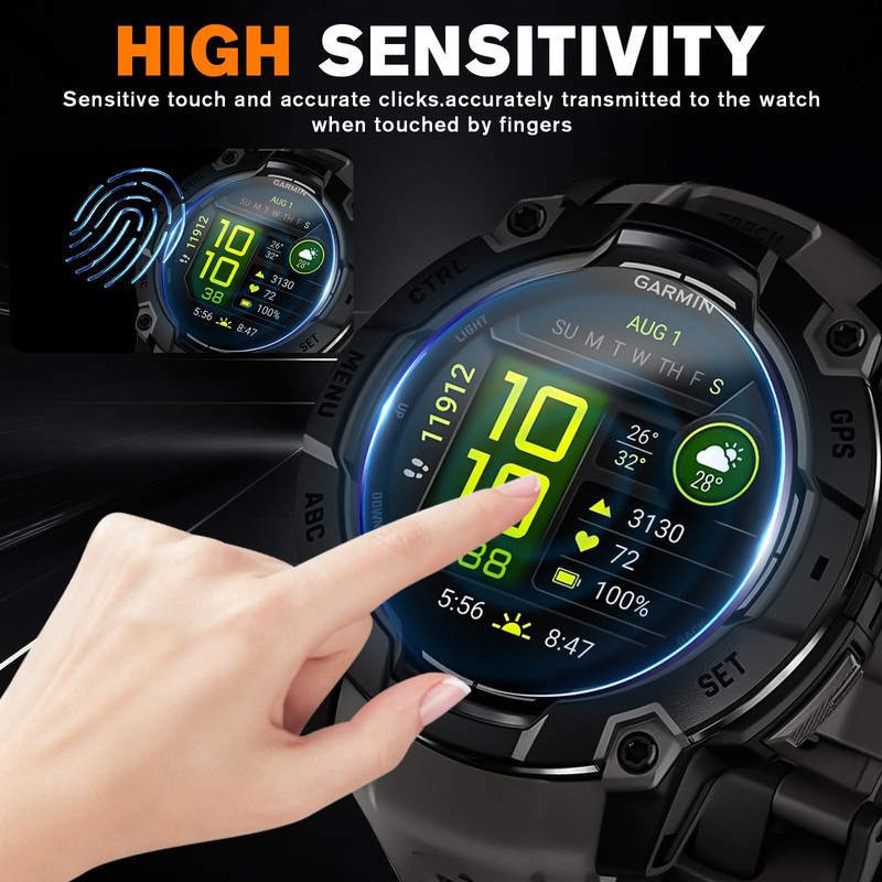 8 Packs Compatible for Garmin Instinct 3 50mm Screen Protector,Advanced