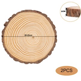 2 Pcs Unfinished Wooden Circles,20-22cmPine Wood Discs,Log Slices Pieces Wood Discs,Wooden Log Slices Non-Drill for Crafts,DIY Arts,Wedding,Christmas Ornaments