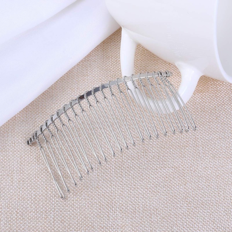 Lurrose 10pcs Minimalist Silver Metal Hair Side Comb Wedding Veil