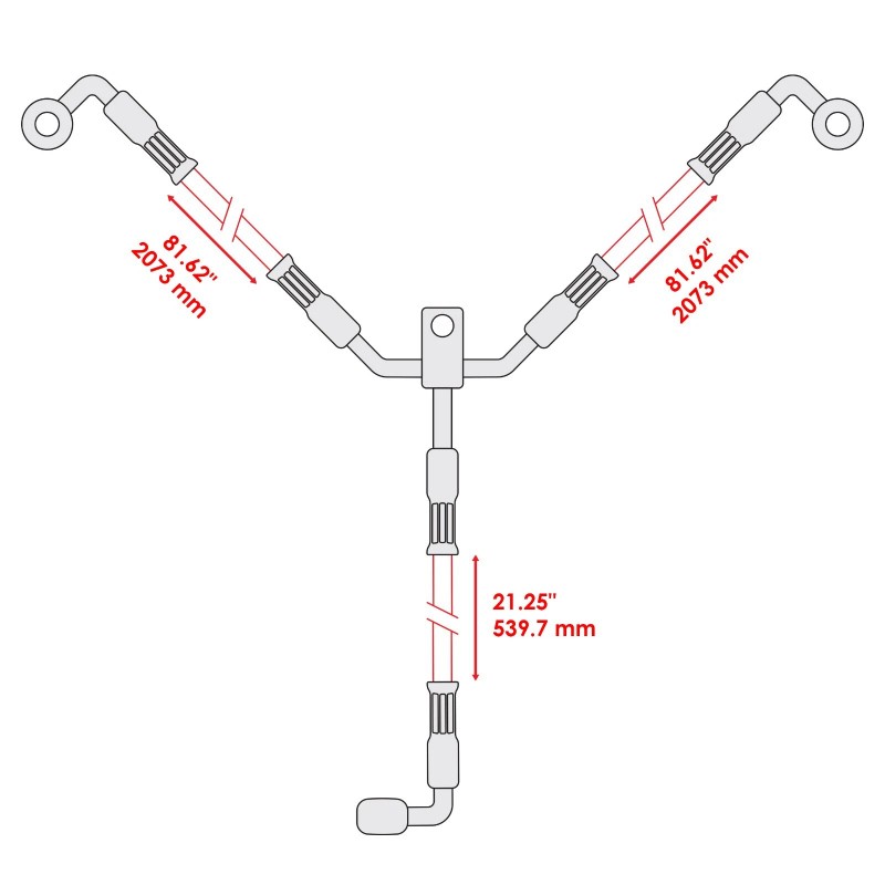 Caltric 705601492 Front & Rear Brake Hose Line For Can