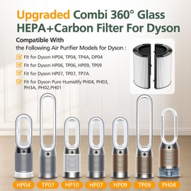 360° Combi 2 in 1 HEPA + Carbon Filter for Dyson TP04 HP04 TP07 TP06 HP06 TP4A TP7A PH02 PH01 PH03 PH04 PH3A HP09 TP09 HP07 HP10 TP10 HP4A HP7A DP04 Air Purifi-er, H13 True HEPA Filter #965432-01