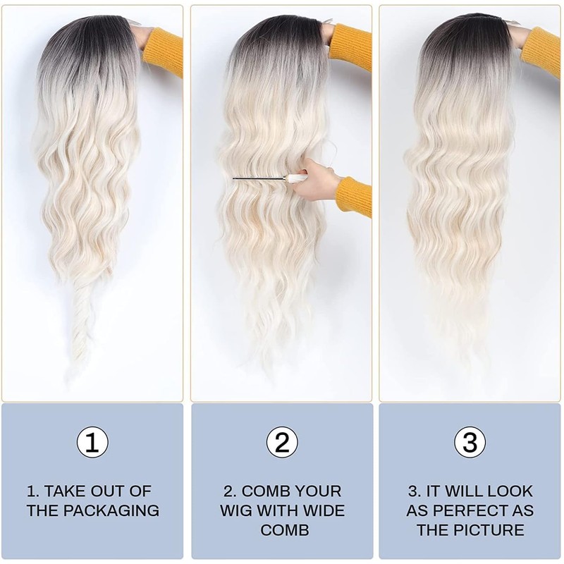 Long Wavy Wig for Women Curly Wavy Wig Natural Synthetic