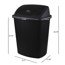 Yesdate 18 Gallon Plastic Garbage Bin with Swing Lid, Set of 4 Large Trash Can, Black