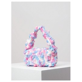 Verdusa Women's 3D Flower Clutch Handbags Rose Evening Purse Top Handle Bags, Multicolor, One Size