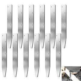 5PCS Flat Steel Stakes for Concrete Forms - 15.7 x 1.4in, Heavy Duty Solid Metal Concrete Stakes with Holes, Rust Resistant Coating, Reusable, V Point End