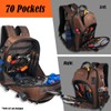 WELKINLAND-70Pockets HVAC Backpack, Heavy-Duty Electrician Tool Backpack, Hard Bottom Tool