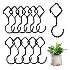 Ticway 12 PCS S Hooks for Hanging with Safety Buckle, Metal Heavy Duty Hooks for Hanging Plants, Clothes, Kitchen Utensil Pots Pans Bathroom Towels (Black)