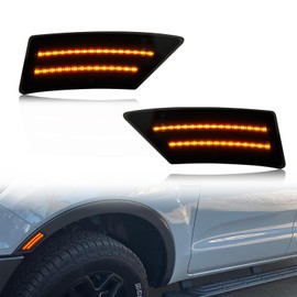 KEEGTBOX Smoked Lens Amber Front Fender Side Marker Lights Compatible with 2019-2023 Ford Ranger XL XLT Lariat Front Side Indicator Lamps 2PCS (Yellow LED)