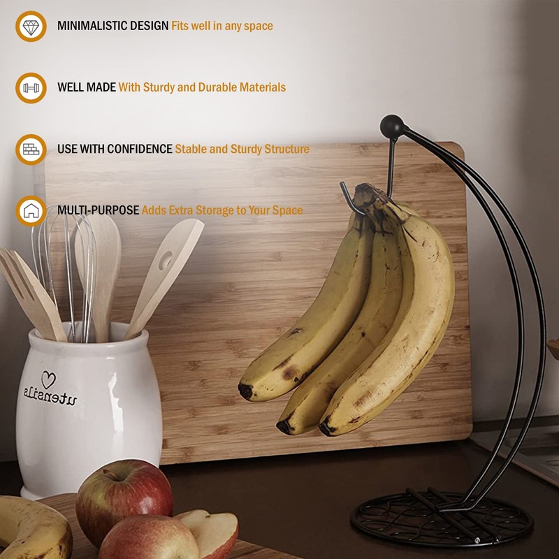 Premier Housewares Twist Banana Hanger - Black, H33 x W18