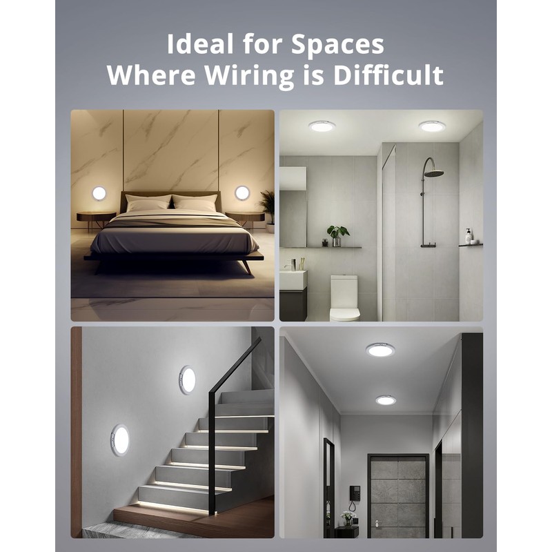 Bojim 2-Pack Rechargeable Ceiling Lights with Motion Sensor & Remote,