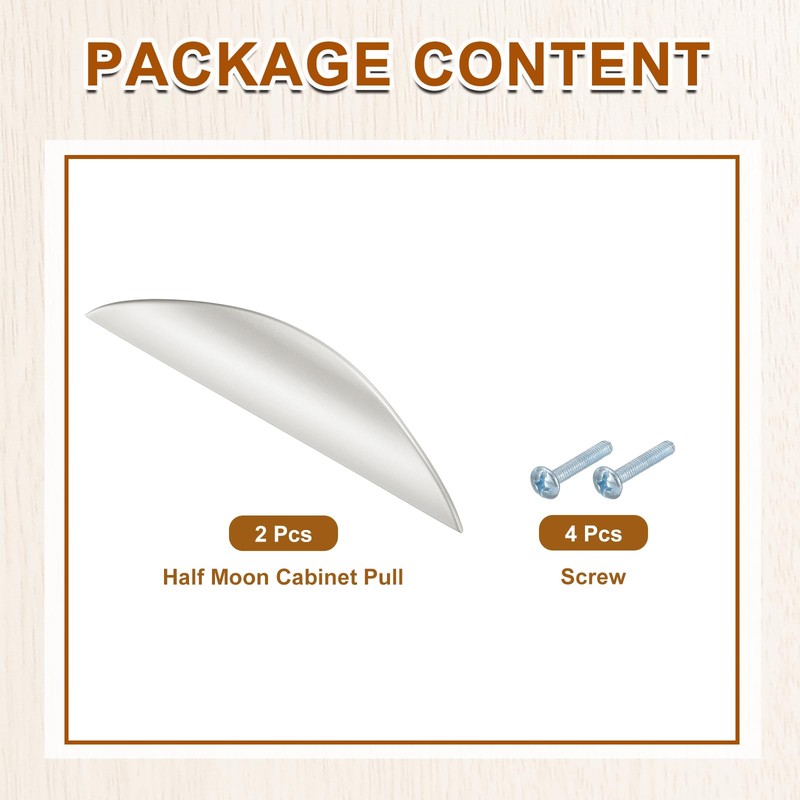 sourcing map 2 Pack Half Moon Cabinet Pull, 3.78" Hole