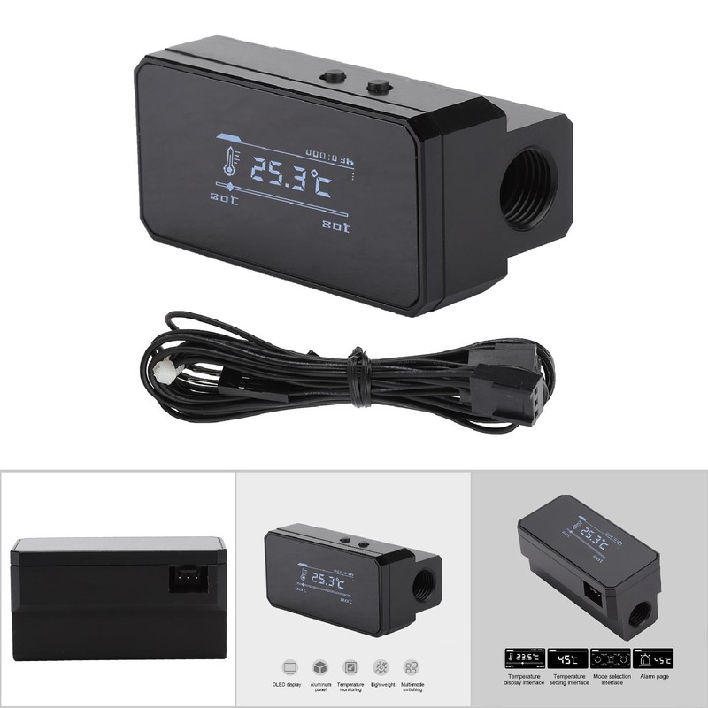Intelligent Water Temperature Protector Multi Mode OLED Display Monitoring Thermometer(Black
