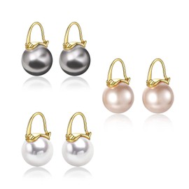 Krstudent Pearl Earrings For Women, 925 Sterling Silver Freshwater Cultured Pearl Drop Dangle Hook Earring Jewelry