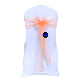 MDS 100 unidades lazos de Organza para silla de guillotina para bodas y eventos suministros decoración de fiesta cubierta de la silla Sash – 30 color, Melocotón, 100, 1