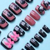 Handmade Nail Tip, Long Almond, Stiletto False Nails, Pink, Black,