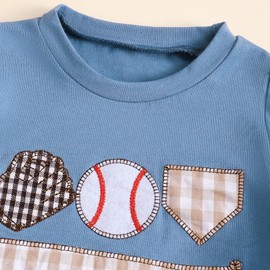 Filgriox Toddler Baby Boy Summer Clothes Baseball Embroidery Short Sleeve Top and Shorts Set 2Pcs Baseball Outfits (Blue, 2-3T)