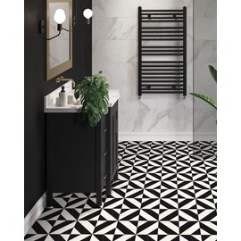 MORCART Peel and Stick Floor Tile - 20 PCS, 12" x 12" Vinyl Flooring - Waterproof Self-Adhesive Vinyl Floor Tile for Bathroom, Kitchen, Dining Room, Bedrooms - Cover 19.4 Sq. Ft, Black & White Marble