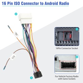 Jayubien Radio Wiring Harness Adapter Compatible with Hyundai Elantra Sonata Accent Tucson Kia,16Pin Android Car Stereo Wire Harness Butt Connector