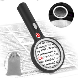 NZQXJXZ Große Lupe mit Licht, 5X 13X 20X Handlupe mit 30 LEDs & 1 UV-Licht, Lupen für Hobbys, Lesen, Naharbeit, Schmuck, Senioren