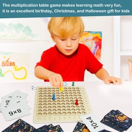 Wooden Math Multiplication Board, Montessori Multiplication Board, Educational Multiplication Board, Game Wooden Math Blocks Board for Toddlers Kids Over 3 Years Old