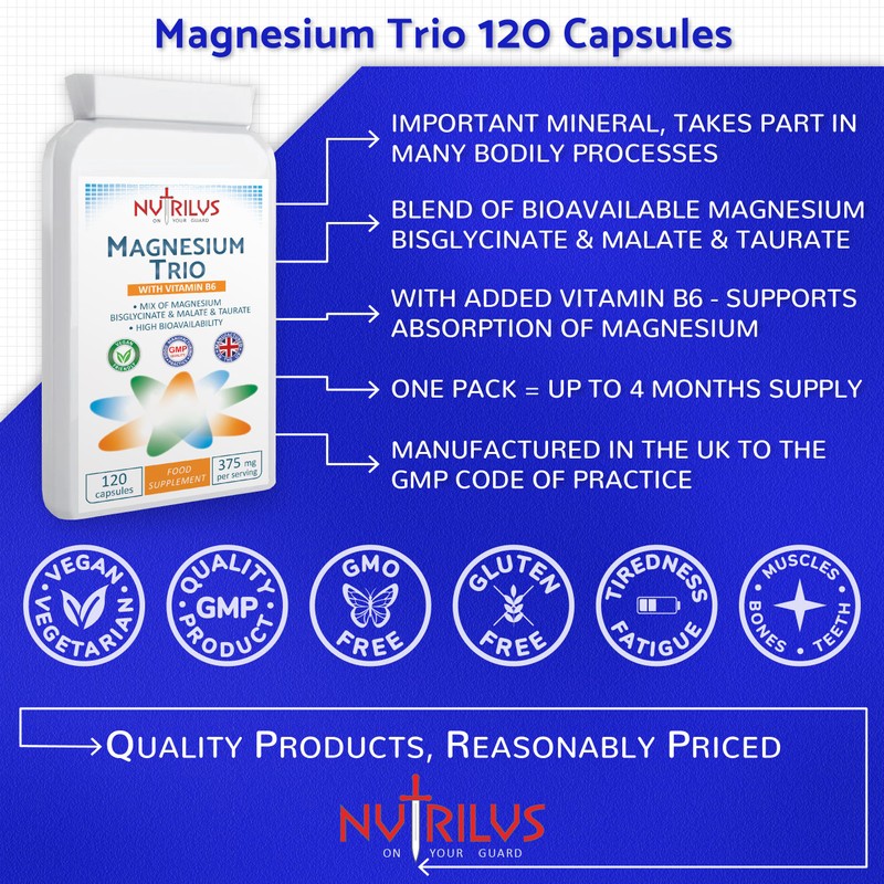 Magnesium Trio Complex 120 Capsules 375mg per Serving - Magnesium