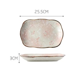 Bicuzat Underglaze Pink Cherry Blossom Dessert Plates Set Steak Plates Dinner Plates Pink Sakura Pasta Plates Set of 2-(10 Inches)