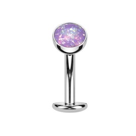 Pierced Owl 14GA F136 Implant Grade Titanium Threadless Convex Base Synthetic Opal Floating Belly Button Ring (Purple)