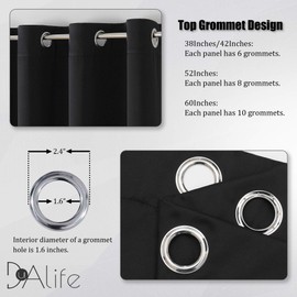 DUALIFE Black Out Curtains 9 ft (60 Inches by 108 Inch Length,Black,2 Panels Burg) Extra Long Grommet Blackout Heat Blocking Blinds Shades Bedroom Curtains for Hall/Dining Room