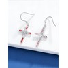 Seiyang Cross Garnet Birthstone Earring 925 Sterling Silver Cross Dangle