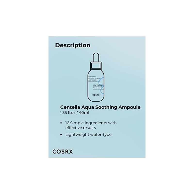 COSRX Hydrium Centella Aqua Soothing Ampoule, 40ml / 1.35 fl.oz