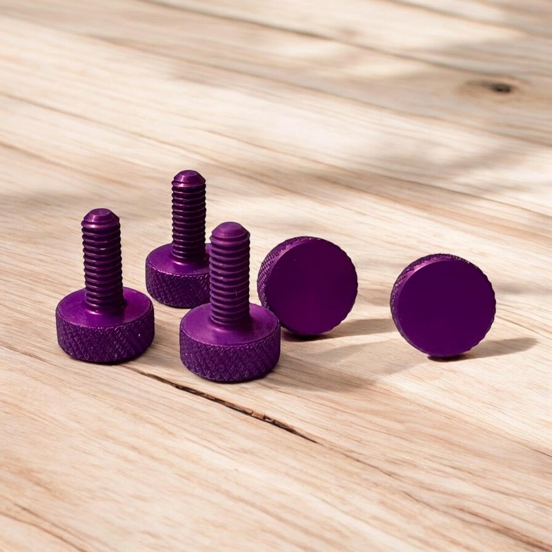 PrecisionGeek M5 x 10 mm Flat Knurled Thumb Screws – Purple