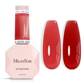 MelodySusie Red Gel Nail Polish, 0.5Fl.oz Jeweliver Jelly Nail Polish Translucent Cherry Red Deep Color Sheer Soak Off UV LED Light Cure Gift for Women Nail Art Manicure JDZ30