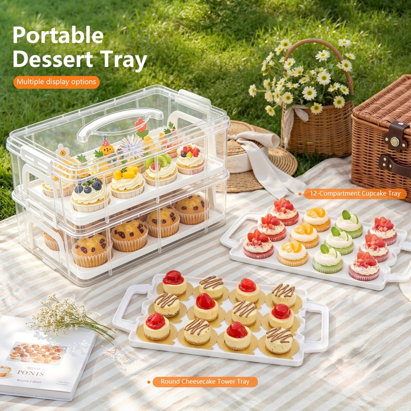 YFEEN Cupcake Carrier with Lid and Handle 24 Hole with