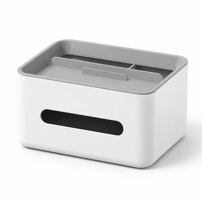 Multifunctional Tissue Box Holder – Plastic Desk Organizer with Remote