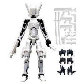 altuco T13 Action Figure with Lots of Accessories,3D Printed Multi-Jointed Titan13 Figure,White Dummy 13 Desktop Decorative Toy,(Assembly Completed)