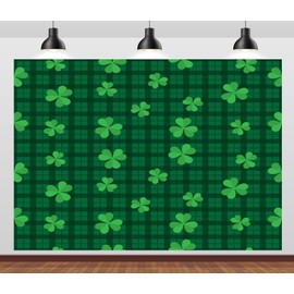 CORFOTO 9x6ft Fabric Lucky Green Shamrock Photography Background St.Patricks Day Backdrop Irish Festival Celebration Party Decor Photo Booth Studio Prop