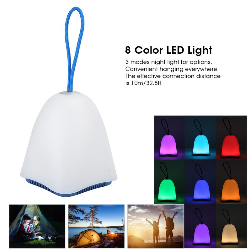 Wireless Bluetooth Speaker Light Touch Control 8 Color LED Night