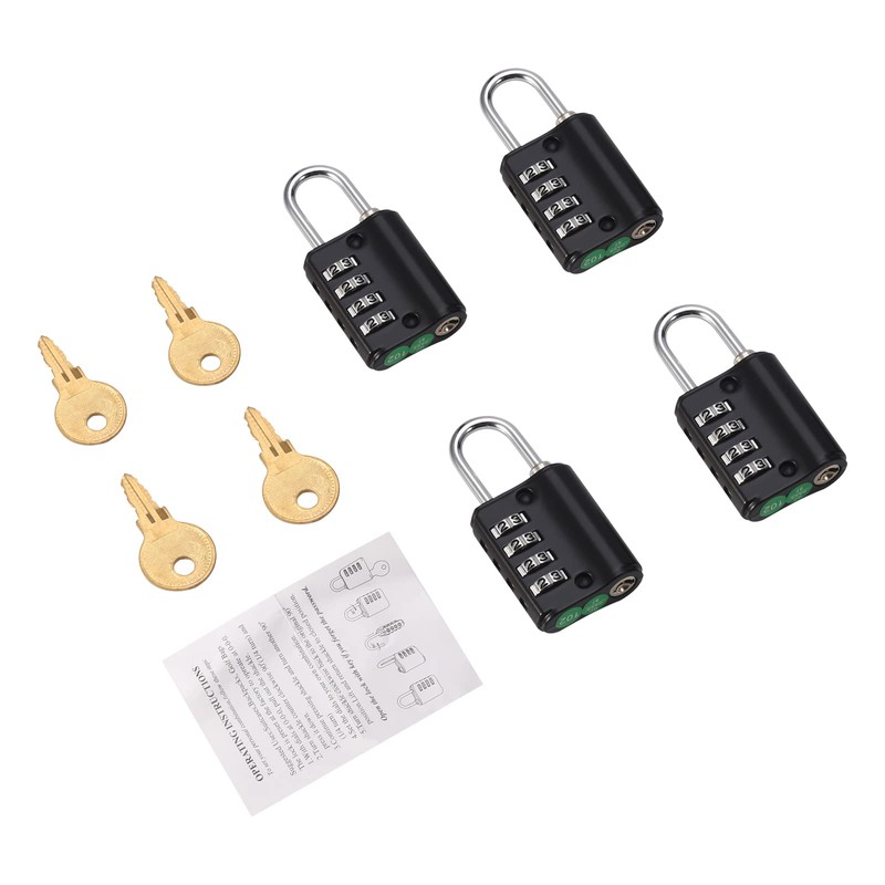 ORIA Combination Padlock, 4 Pack Combination Locks, 4 Digit Padlock