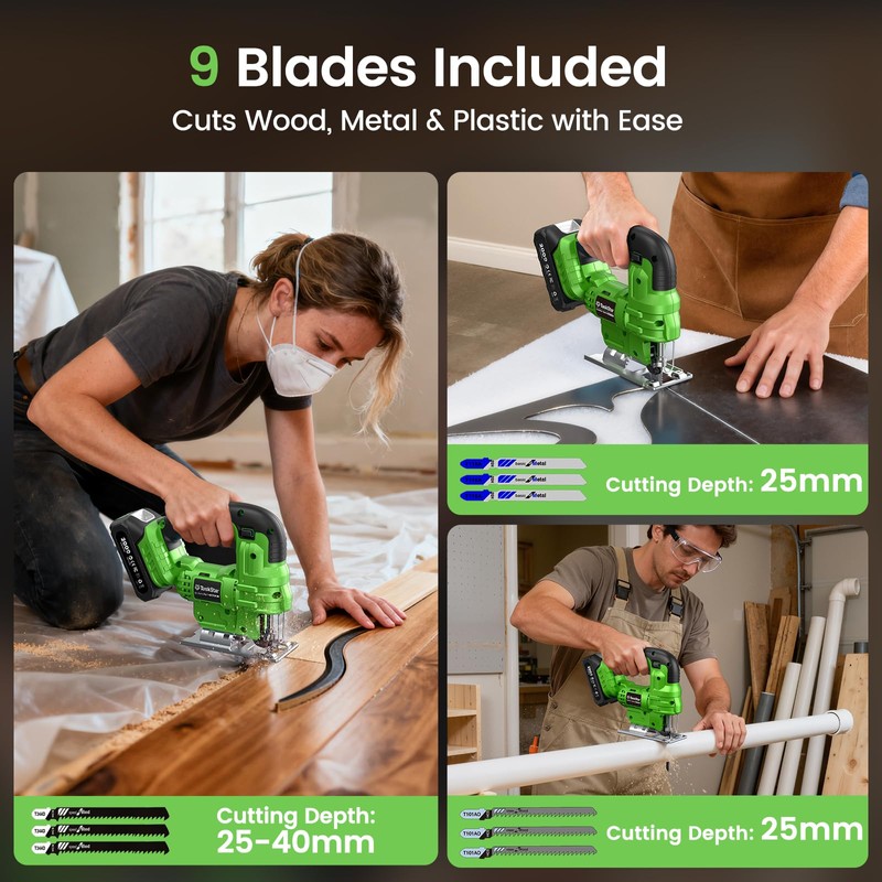 TaskStar Jig Saw - Cordless Jigsaw Saw with Batteries and