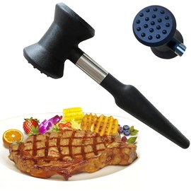 Meat Tenderizer Hammer with Soft Silicone Grip Handle,Dual-side Mallet for Kitchen,Heavy Duty Pounder For Tenderizing Steak, Beef and Fish, Meat Pounder Flattener
