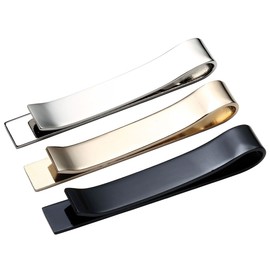 PiercingJ 3pcs Men's Skinny Tie Clip Tie Bar Set Business Wedding Tie Clip Set For Narrow Tie Made From Stainless Steel, Silver/Gold/Black, Stainless Steel