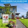 10 Pack Garden Flag Stand with Flag Stoppers and Clips,