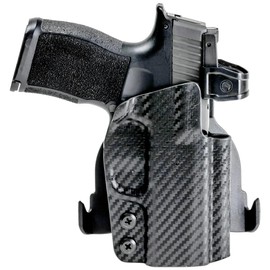 Rounded OWB Paddle Holster Fits: Springfield XDM 4.5in Holster - RH - Carbon Fiber Black Kydex - Concealment Express - American Made